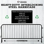 Angry Bull Barricades Metal Interlocking Steel Barricade (8.5 Ft. Heavy Duty, Bridge Feet, Black Powder Coated, Set of 10)