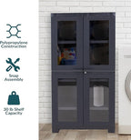 Sunnydaze Storage Cabinet with 4 Acrylic Glass Doors - Plastic Storage Cabinet - 48.75" H - Garage, Office, Home, Laundry Room