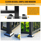 2.5"x2.5"（Actual: 2.5"x 2.5"） Deck Post Base Cover Decorative Post Base Trim Skirt Black Aluminum 8Pack