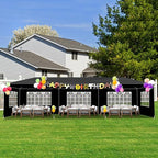10x30 FT Party Tent, Outdoor Wedding Tents for Parties, Canopy Event Tent with 8 Removable Sidewalls, Waterproof Gazebo Shelter for Birthday Parties, Weddings, BBQs & Events (10X30FT-8Sides Black)