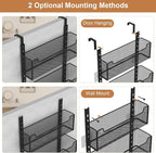 Over The Door Organizer, 8-tier Metal Door Organizer Hanging with Adjustable Baskets, Behind The Door Storage for Bedroom Closet Bathroom Pantry Cabinet Kitchen, Black