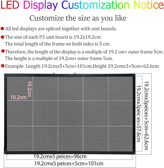 P3 Customize Size Led Sign Programmable Scrolling Digital Display Screen For Business Message Board Wifi Control High Definition High Brightness Advertising Support Image& Video Matrix Panel