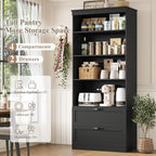 HOSTACK 70" Tall Kitchen Pantry Storage, Barn Doors Pantry Cabinet with Drawers and Adjustable Shelf, Modern Farmhouse Storage Cabinet for Kitchen, Dining Room, Living Room, Bathroom, Black