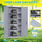 Pataku Metal Storage Cabinet, 72" Garage Cabinet with Doors and Shelves Lockable Steel Multifunctional Cabinets, File Cabinets for Home, Office, Warehouse(Dark Grey)