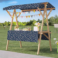 Outdoor Vendor Cart, Portable Cart with Canopy, Movable Stall Display Stand, Foldable Vending Stand Kiosk Display Trolley with Canopy, for Market, Street Food, Events(Blue 4,150cm/59in)