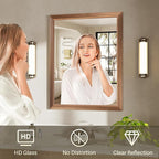 22x30 Inch Bathroom Mirror for Wall, Anti-Rust Walnut Wood Grain Metal Framed Bathroom Mirrors for Over Sink,Rectangler Mirrors for Bathroom Vanity, Farmhouse, Bedroom, Living Room, Entryway Decor