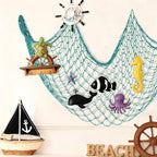 Decorative Fishing Net 80x40 Inch,Patioland Large Aqua Picture Fish Net, Wall Photo Hanging Fishnet for Nautical Mermaid Pirate Ocean Themed Hawaii Beach Under The Sea Party Decorations (1PCS)
