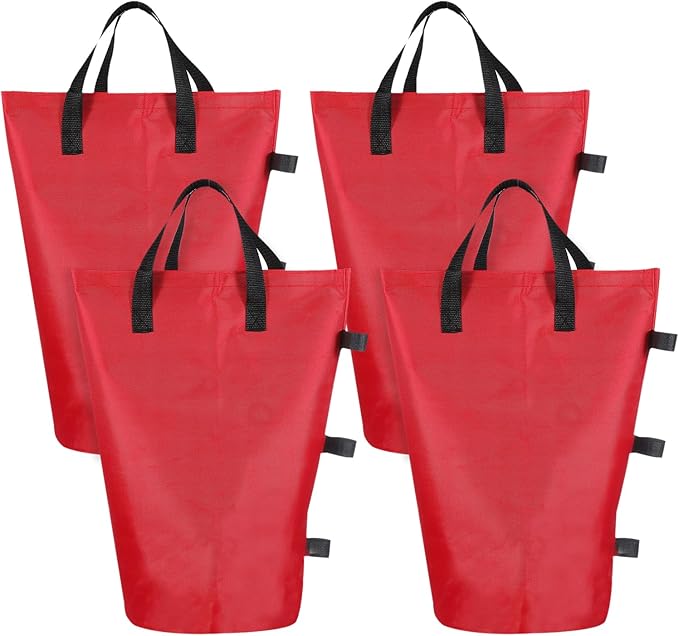 PATIKIL Canopy Weight Sand Bags, 4 Pack 112 Lbs Total Extra Large Weights Bags Waterproof Tent Leg Weights Sandbags for Outdoor Canopy Tent Sun Shelter Patio Ladder Red (18x9")