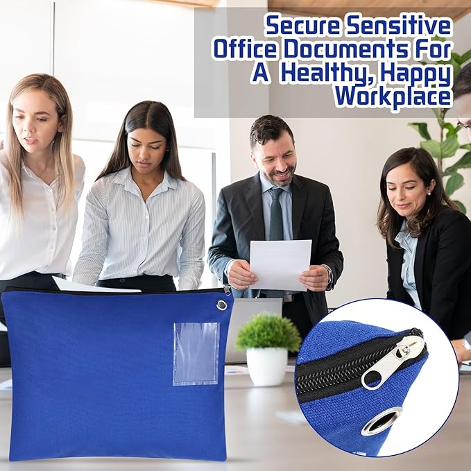 2 Pcs Interoffice Mailer Canvas Transit Sack Zipper Bag 18" x 14" Large Zipper Pouch with Grommet Interoffice Mail Bag (Blue)