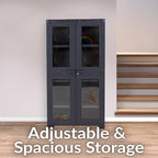 Sunnydaze Storage Cabinet with 4 Acrylic Glass Doors - Plastic Storage Cabinet - 48.75" H - Garage, Office, Home, Laundry Room