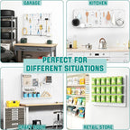 EVERHANGER Metal Pegboard Panels, Heavy Duty Pegboard Wall Organizer, Garage Wall Panels, Tool Storage Organization, 12"X16", 4pcs, White