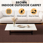 Marine Carpet,5 FT x 10 FT Brown Indoor Outdoor Carpet 0.2" Thick Boat Carpet with Water-Proof TPE Backing, Non-Slide Outdoor Marine Carpet Roll for Home, Patio, Porch, Deck