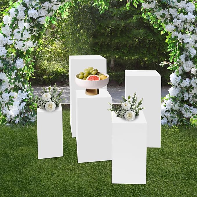 5 Pack Cake Pedestal Stands, Square Pedestal Display Plinth Pillars, Column Decoration Cube for Cake Shops, Dessert Shops, Weddings