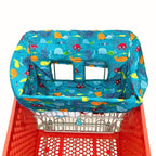 Portable Shopping Cart Cover, High Chair and Grocery Cart Covers for Babies, Kids, Infants & Toddlers, Attached Carry Bag (Blue Seaworld)
