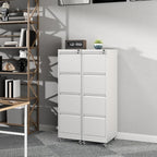 4-Drawer Mobile File Cabinet with Lock and Wheels, Tall Vertical Filing Cabinets Steel Rolling Storage Cabinet for Home Office Legal/Letter/A4 Files, Require Assembly (White)