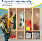 TONGMO Kid's Coat Locker with Bench - 4-Section Toddler-Sized Natural Kids Furniture for Organized Storage (4-Section)