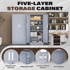 Incbruce 72” Metal Storage Cabinet, Locking Steel Storage Cabinet with 2 Doors and 4 Adjustable Shelves, Tall Lockable Tool for Garage, Home, Office (Cement Grey)