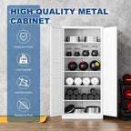 Metal Storage Cabinet-71” Tall Steel File Cabinets with Doors and 5 Adjustable Shelves-White Steel Storage Cabinet for Home,Kitchen, School, Office, Garage