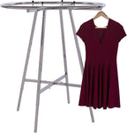 Econoco 42-Inch Folding Round Garment Rack, Adjustable 46–66″ Height Retail Display, Chrome Finish