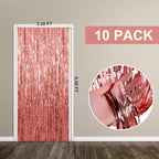 10 Pack Foil Curtain Backdrop Rose Gold Metallic Tinsel Foil Fringe Curtains Photo Booth Props for Birthday Wedding Engagement Baby Shower Bachelorette Christmas Holiday Celebration Party Decorations