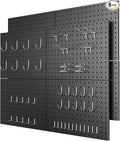 Peg Board 8 Pack Metal Pegboard Panels with 50 Hooks, Heavy Duty Pegboard Wall Organizer, Black Pegboards for Workbench, Garage Tool Storage, Office Organization, Kitchen, Craft Room