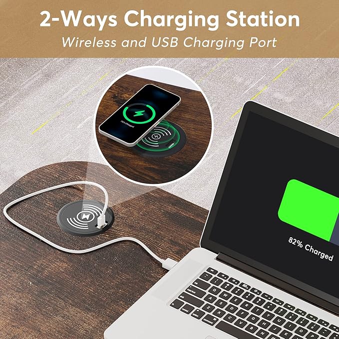 Tribesigns Portable Desk with Power Outlets, Height Adjustable Side Table Sofa Couch Bedside Laptop Computer Cart with USB Charging Ports, Mobile Small Standing Desk with Keyboard Tray