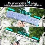 2Pack 14-Inch Multifunctional Rust Proof Window Cleaning Kit. Squeegee for Shower Glass Doors, Bathroom Doors, Mirrors and Windows