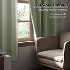 KGORGE Sage Green Curtains 63 inch Length, Privacy Thermal Insulation Room Darkening Noise Reducing Drapes for Bedroom Nusery Living Room, Back Tab Rod Pocket, W52 x L63 inches, 2 Panels