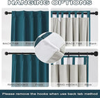 DUALIFE Dark Teal Blue Pinch Pleated Blackout Curtains 102 Inches Long, Back Tab with Hooks, Linen Full Black Out Thermal Insulated Track Curtain for Bedroom Living Room,40 Wx102 L, 2 Panels