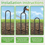 Rebar U Stakes 12 Inch - 12 Pack Black Galvanized Steel Heavy Duty Ground Anchors for Trampoline,Tent,Tarp,Soccer Goal,Garden Stake & Yard Art