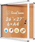 SWANCROWN Enclosed Cork Bulletin Boards Wall-Mounted Noticeboard Protective Display Case for Retail School Apartment 28x26 inch (6xA4)