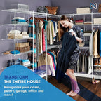 Tall White Wire Shelf Dividers for Closet Organization – Sturdy and Easy Set-Up Closet Shelf Dividers with Bonus Rose Gold Hanger (12 inch Wire Shelves, 8-Pack, Shorter Version - 7 inch Height)