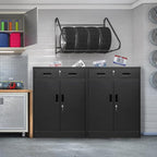 Metal Storage Cabinet, Locking Cabinet with One Drawer and Adjustable Shelf, 36" H x 28" W x 16" D Steel Storage Cabinet for Office, Garage, Home-Black