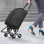 VEVOR Stair Climber Cart, 36L Capacity, Grocery Cart Laundry Stair Climbing Handcart with 6 Wheels & Oxford Cloth Bag, Foldable Stair Climber Hand Truck for Grocery Laundry, Black