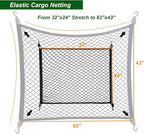 Elastic Cargo Net for SUV, Trunk Net with Hook, Car Net for Trailer, Truck Bed Netting Cover Storage,32" X 24" Stretch to 63"X43" for Universal Organizer, Luggage Cover