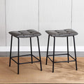 DUHOME 24” Square Tufted Counter Bar Stools Set of 2, Breathable Faux Leather Upholstered Barstool with Footrest, Backless Stool for Kitchen Counter Island Bar, Grey