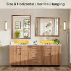 40x32 Inch Bathroom Mirror for Wall, Anti-Rust Walnut Wood Grain Metal Framed Bathroom Mirrors for Over Sink,Rectangler Mirrors for Bathroom Vanity, Farmhouse, Bedroom, Living Room, Entryway Decor