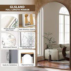 GLSLAND-30x71 inch Wall Mount Arched Full Length Mirror-Aluminum Alloy Frame High Definition-Full Body Mirror for Bedroom or Living Room,Silver