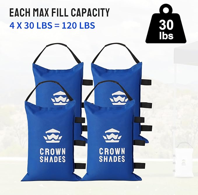 CROWN SHADES Sand Bags for Canopy Legs Sandbags for Weight-Canopy Weights, Pop Up Tent Weights Bags, Blue