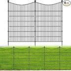 4 Panels No Dig Dog Fence Outdoor for Yard, 48 in(H) X 10.5 ft(L) Decorative Tall Garden Fence Animal Barrier, Rustproof Metal Wire Garden Edging and Borders, Temporary Fencing Stakes
