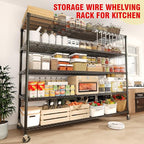 GarveeHome 82"H Storage Shelves with Wheels, 5-Tier Metal Shelving Unit Heavy Duty 3300LBS Load, Adjustable Garage Shelving Wire Rack Shelves, for Pantry Room,Kitchen, Warehouse, Basement,24"D x 59"W