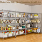 Himimi Storage Shelves-5 Tier Heavy Duty Wire Shelving Unit with Leveling Feet, 1500LBS Adjustable Metal Shelves Organizer for Kitchen Garage Pantry Laundry, 60" W*14" D*72" H, Silver