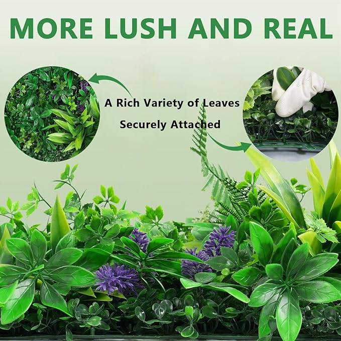 8pcs 20''x20'' Grass Wall Panels, Artificial Hedge Panels Greenery Wall, UV Protected Faux Grass Backdrop Privacy Fence Screen, Greenery Wall for Outdoor Indoor Garden Birthday Wedding Decor