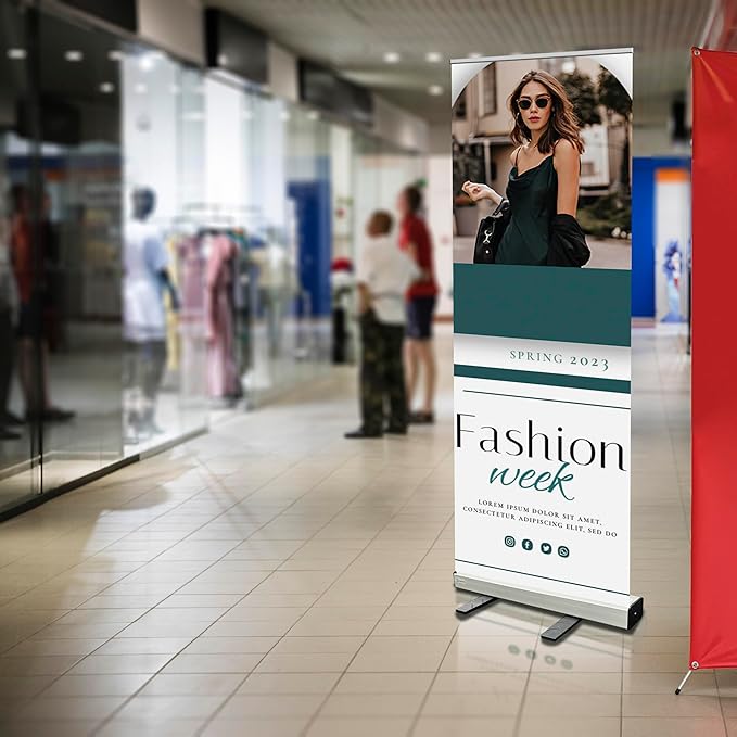 33x81 Custom Retractable Banner Stand Signs READY IN 1 DAY Pull up Roll up Portable & Personalized Display with travel case for Business and Trade Shows Advertising and Promotion