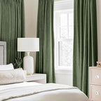 MIULEE 100% Blackout Linen Textured Curtains for Bedroom Solid Thermal Insulated Olive Green Grommet Room Darkening Curtains & Drapes Luxury Decor for Living Room Nursery 52 x 63 Inch (2 Panels)