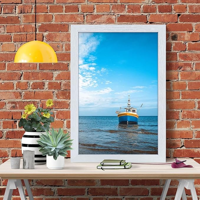 VCK 24 x 36 White Wood Frame for Wall with Plexiglass Hanging Hardware Picture Frame Large Poster Frame for Artwork Certificate Included 5 Pack
