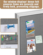 Mifuro 36"x24" Enclosed Bulletin Board, Outdoor Lockable Weather-Resistant Aluminum Cork Noticeboard for School & Office, Silver Frame w/Grey Flet