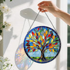 8-Inch Stained Glass Ornament, Stained Glass Window Hanging, Suncatcher Window Hanging, Home Decor, Tree of Life Ornament | Mother's Day, Christmas, Birthday, Housewarming | Gifts for Mom & Friend