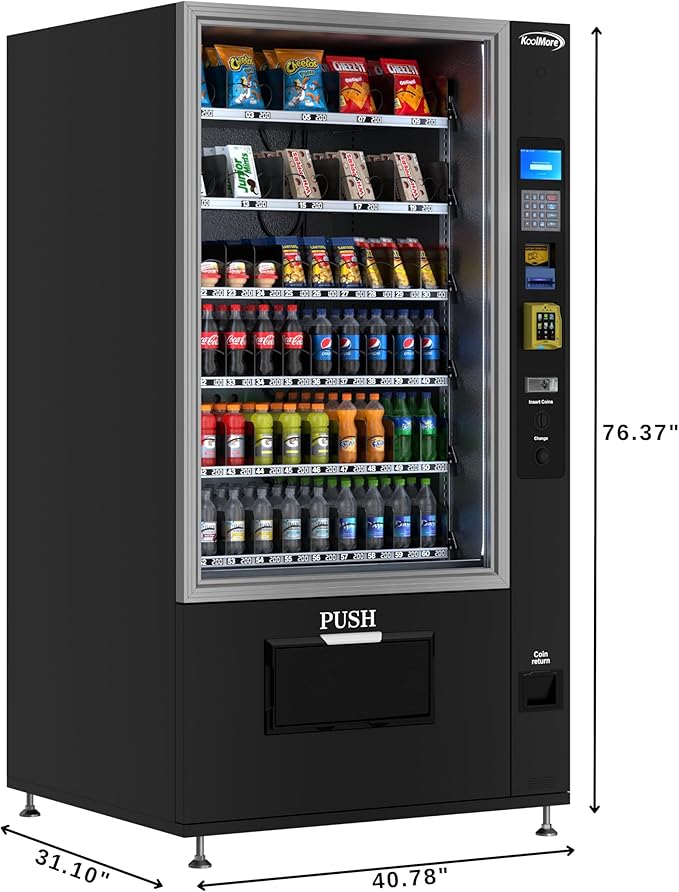 KoolMore Refrigerated Snack Vending Machine with 60 Slots and Bill Acceptor in Black (KM-VMR-40-B)
