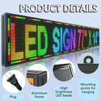 P10 Outdoor Led Sign 77"x14" WiFi Programmable with High Brightness Scrolling LED Sign for Business Digital Advertising Display Electronic Message Board